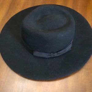 Black Wool Structured Hat
